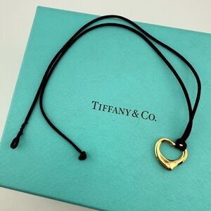 Tiffany & Co. Elsa Peretti 18k 16mm Open Heart Necklace on Silk